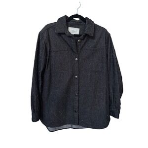 Kaffe Olivia Dark Grey Quilted Diamond Denim Jacket Shacket Size 34 NEW